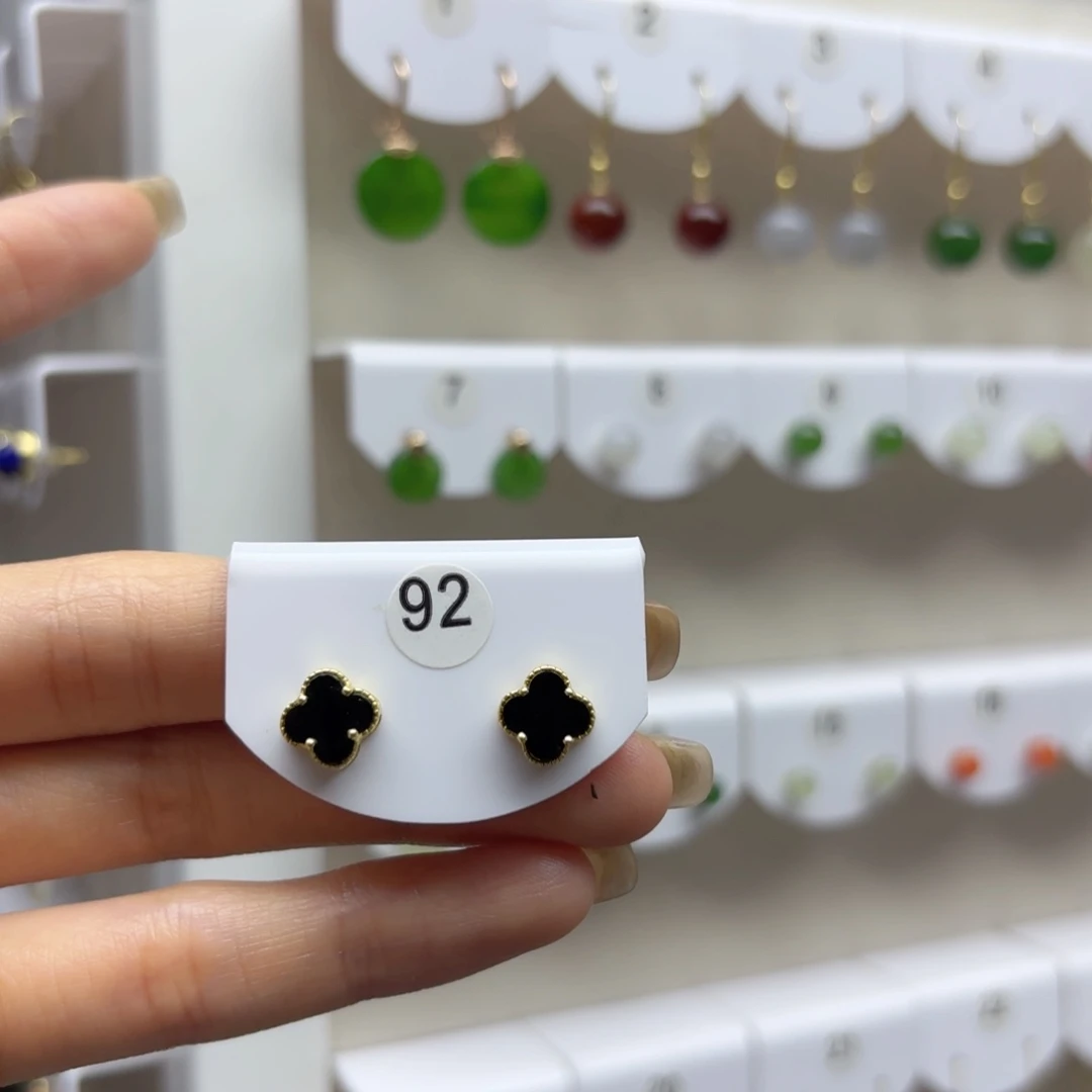 和田玉银S925镶嵌耳饰