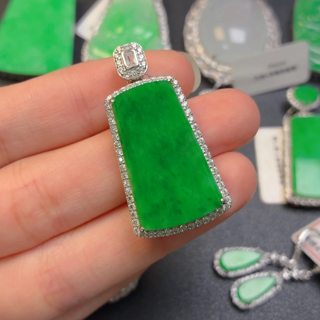 翡翠银S925镶嵌吊坠(不含链)