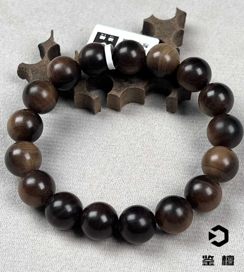 鉴檀 印度迈索尔老山檀阴沉1.2文玩手串无胶无蜡原汁原味