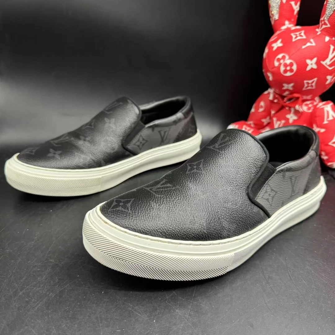 95新 LouisVuitton/路易威登 【AO特惠】40.5码黑灰印花一脚蹬ao53