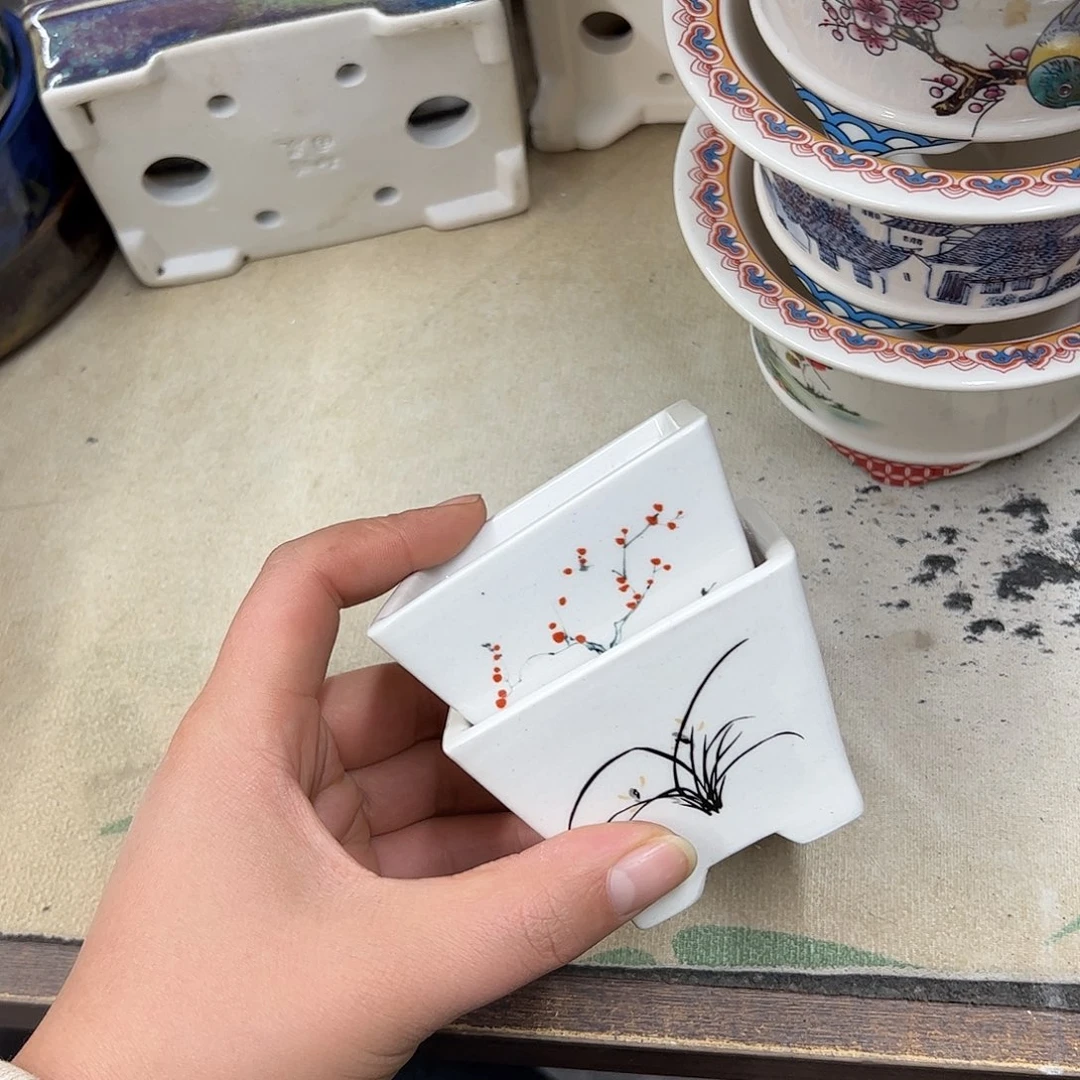 清***筑花盆紫砂534号瑕疵2个7/5cm