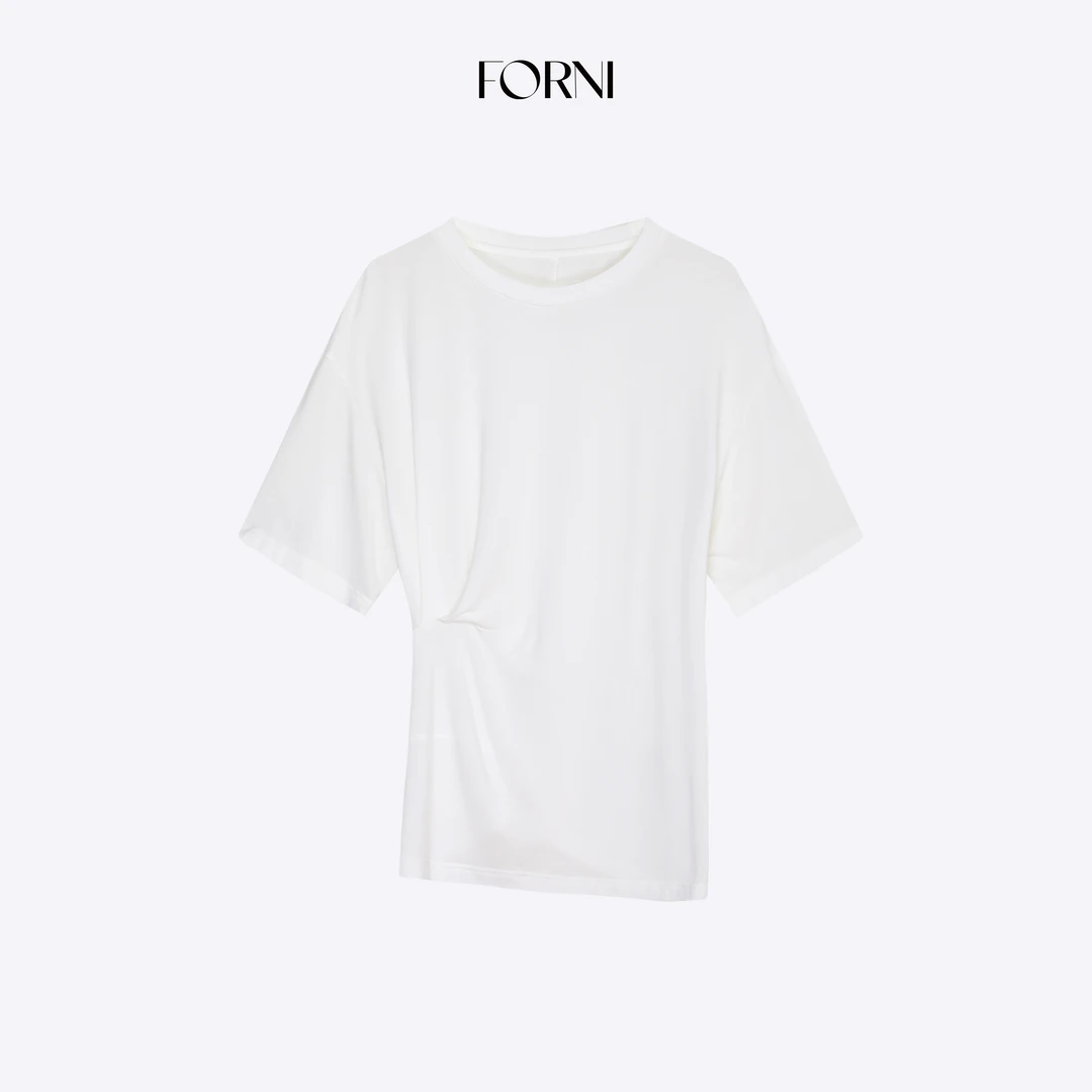 FORNI 清凉T 法式极简兰精莫代尔抽褶收腰短袖