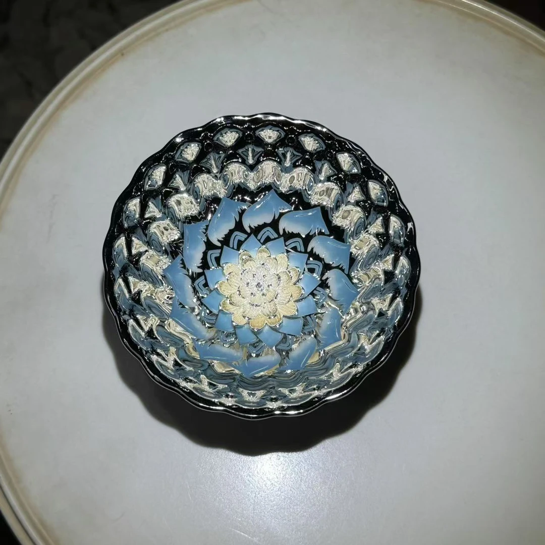 手工茶器 冰清玉洁 蓝色妖姬主人杯