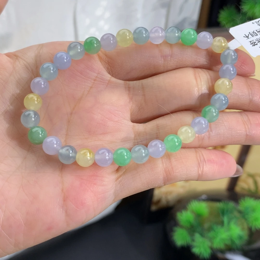 翡翠未镶嵌手串卡6冰胶多宝手串