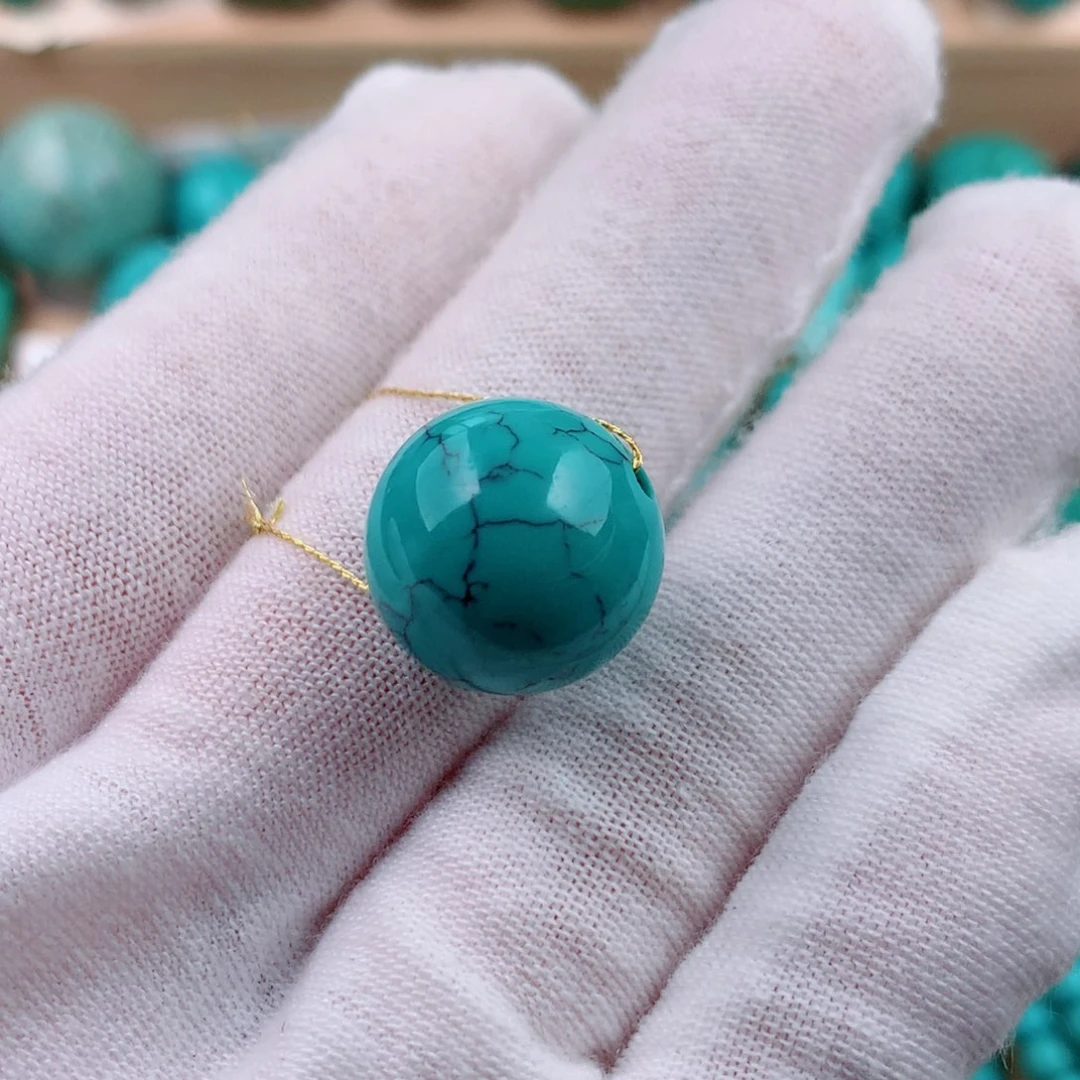 绿松石未镶嵌珠宝奇石圆珠15.8mm