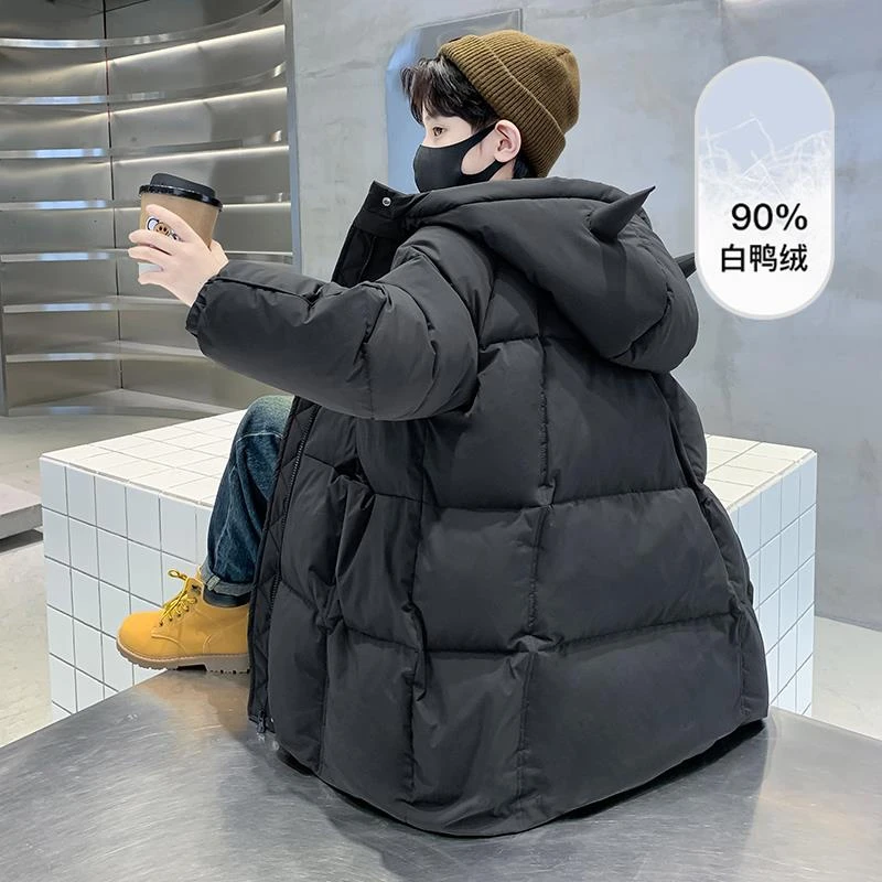 巴拉扣扣男童羽绒服冬季2025新款儿童中长款冬装加厚大童男孩外套