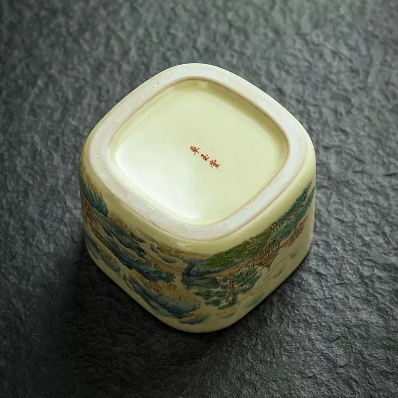 德化四方杯 千里江山茶杯中式品茗杯复古茶盏 A91