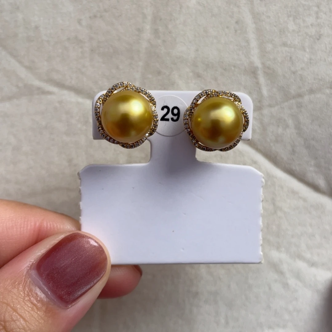 银S925镶嵌海水珍珠耳饰