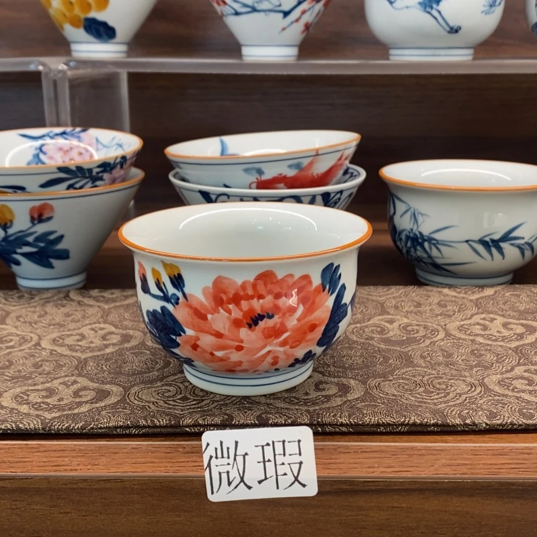 釉下手绘茶具微瑕
