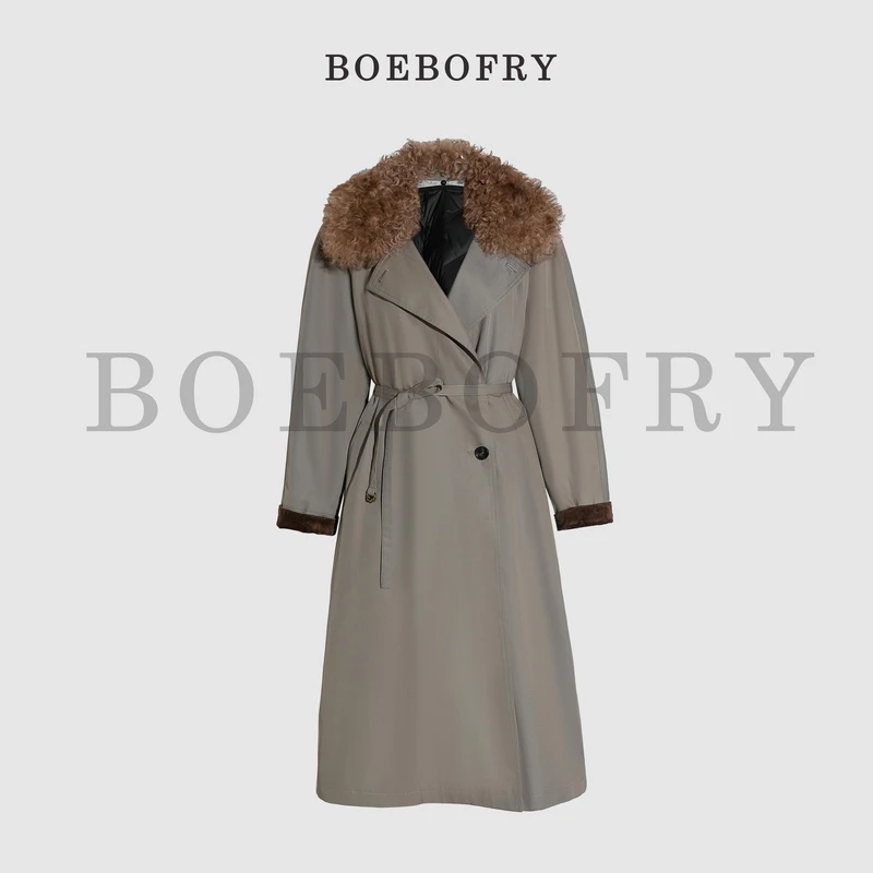 BOEBOFRY<鹿野星泽>冬季极简复古气质调可拆卸风衣鹅绒服BE4F1058