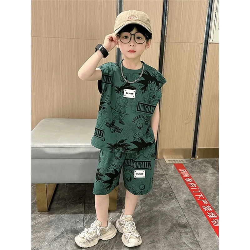 男童夏装套装无袖背心2025新款卡通运动洋气男宝宝夏季薄款两件潮