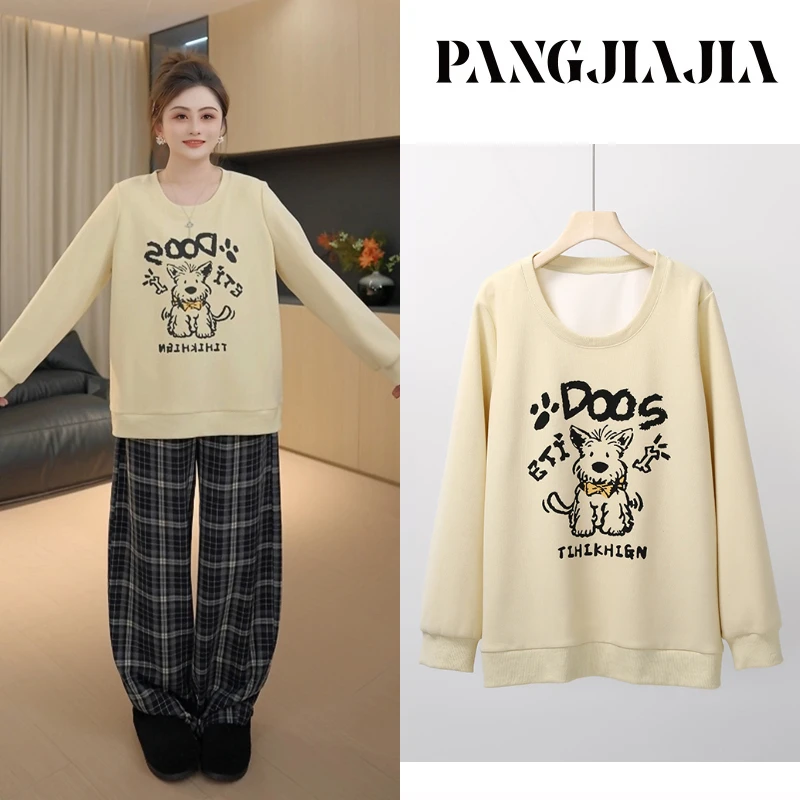 【胖佳佳】现货~领结狗狗 圆领卫衣秋季新款宽松减龄上衣H625Z15391