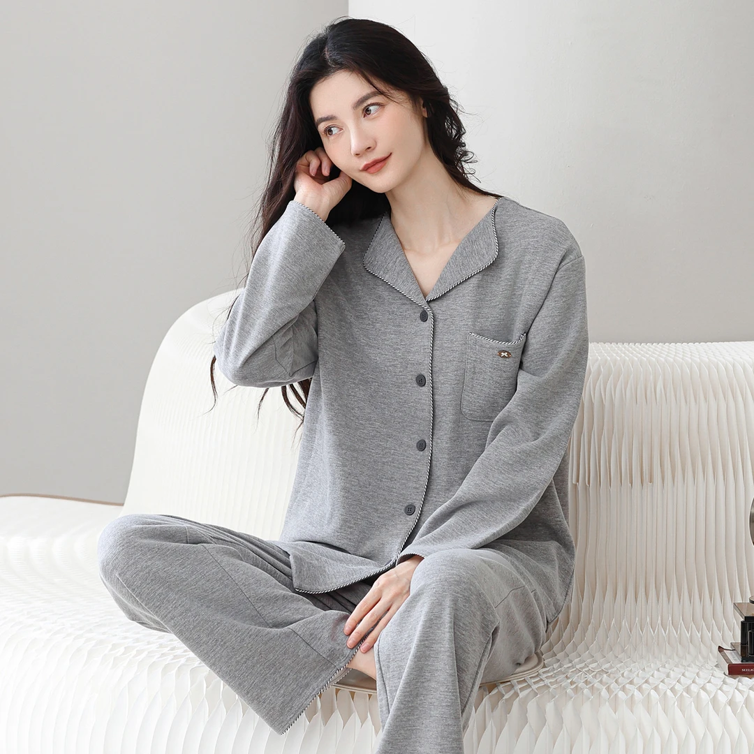 加厚德绒睡衣套装女款新款开衫长袖保暖宽松家居服德绒睡衣女款