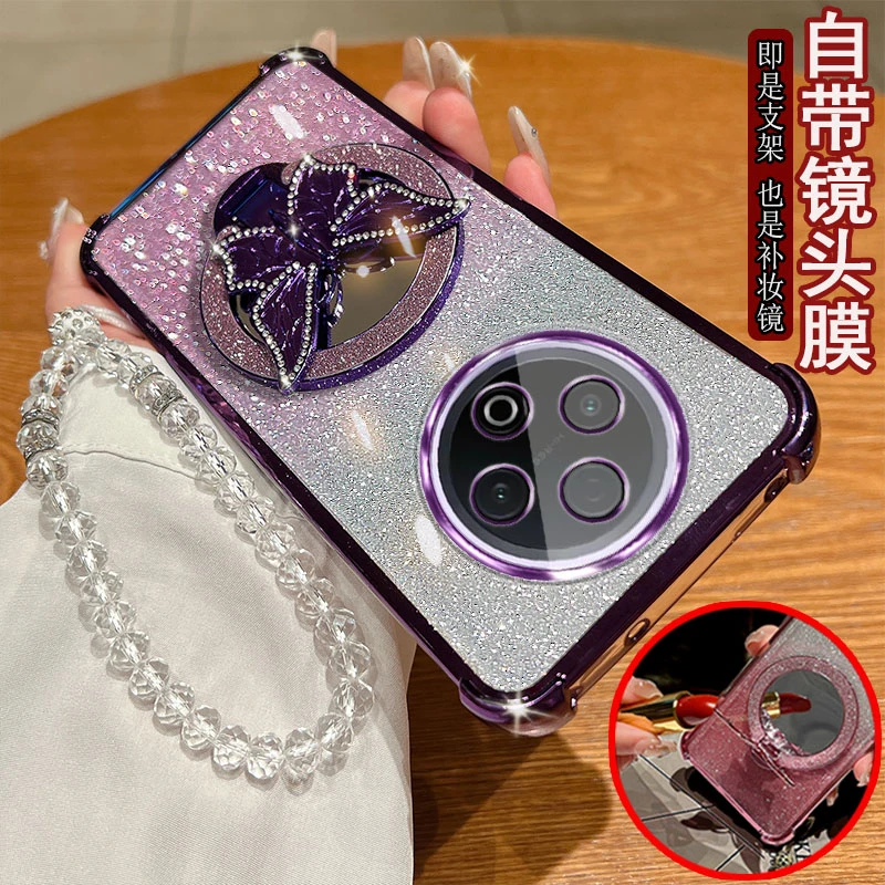 适用vivo y500手机壳四角气囊防摔保护套蝴蝶支架网红女款潮流款