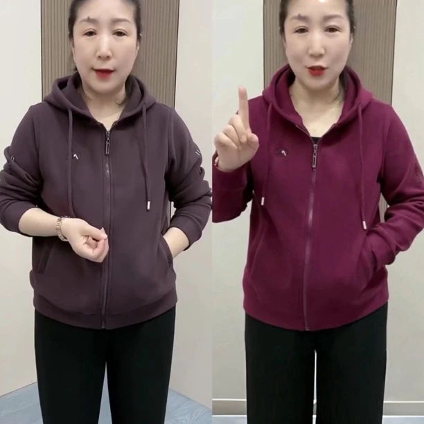 连帽外套中年妈妈休闲高档春季开衫卫衣