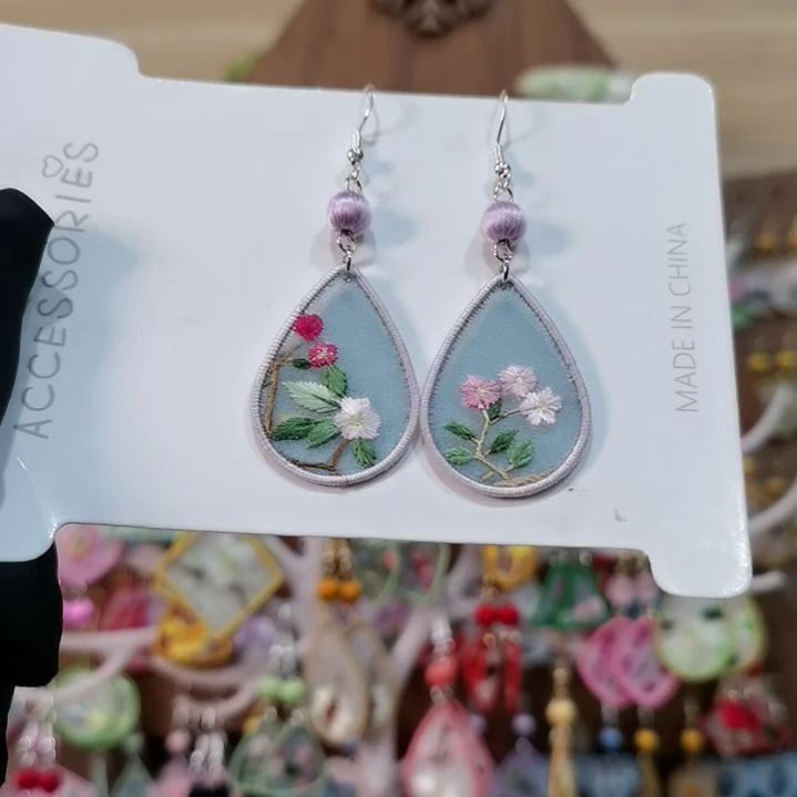 织绣苏绣耳环耳钉耳饰