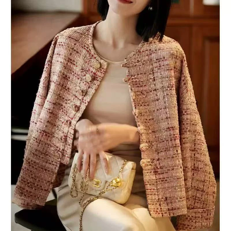 新中式小香风外套 高级感粗花呢 春秋款2025春季新款国风女装短款