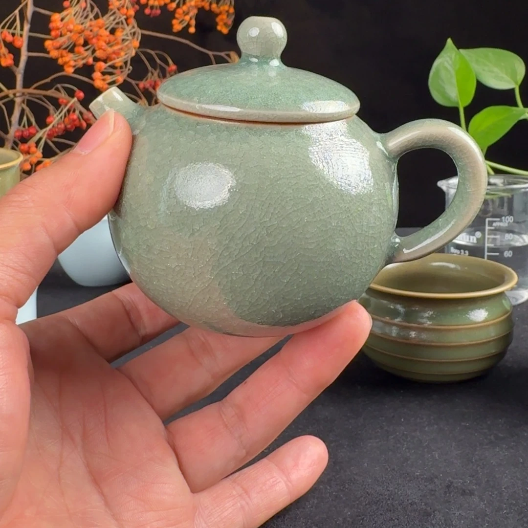 远***辰摆件陶汝瓷冰花鱼鳞开片小刚炮