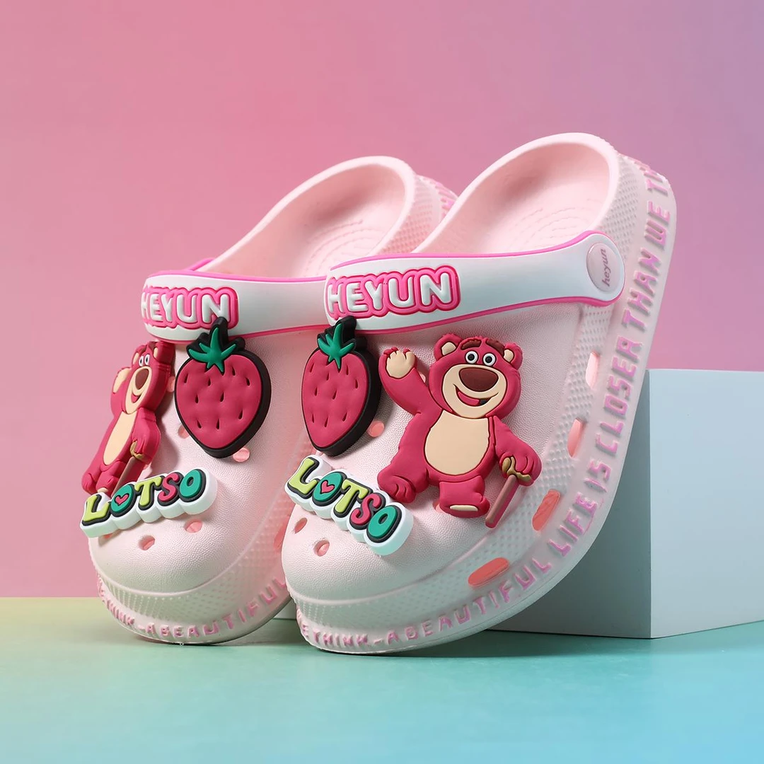 草莓熊女童洞洞鞋儿童拖鞋夏季新款女孩宝宝中大童防滑软底凉拖鞋