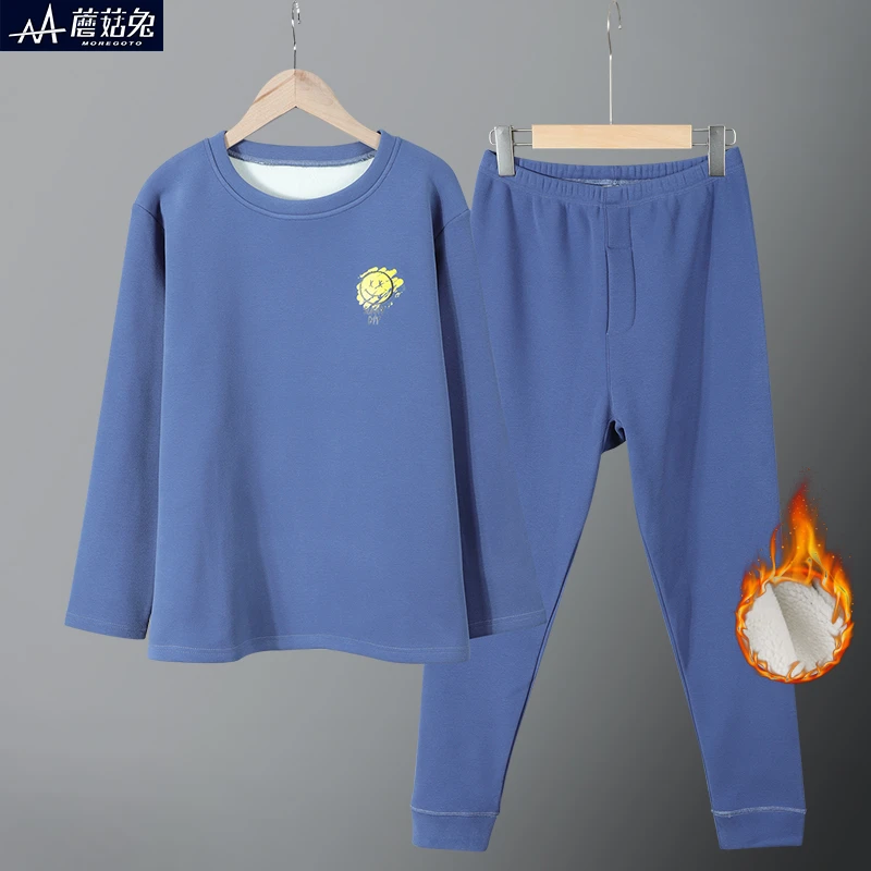 胖童男童保暖内衣套装秋冬加厚睡衣中大童加肥加大秋衣秋裤一体绒