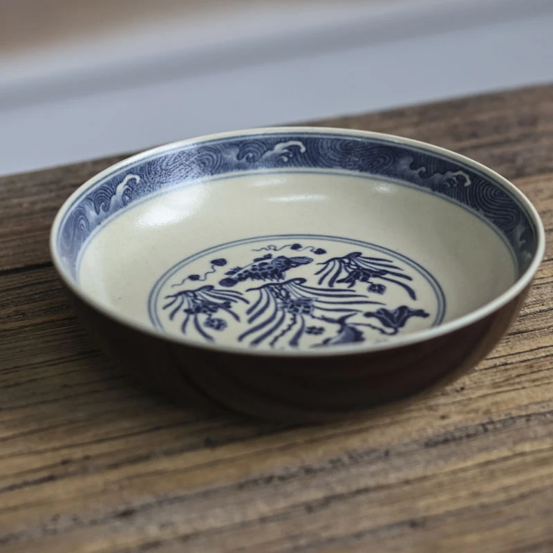 阿茶 鱼藻纹壶承(直径14cm高3cm)（ZX-0051）