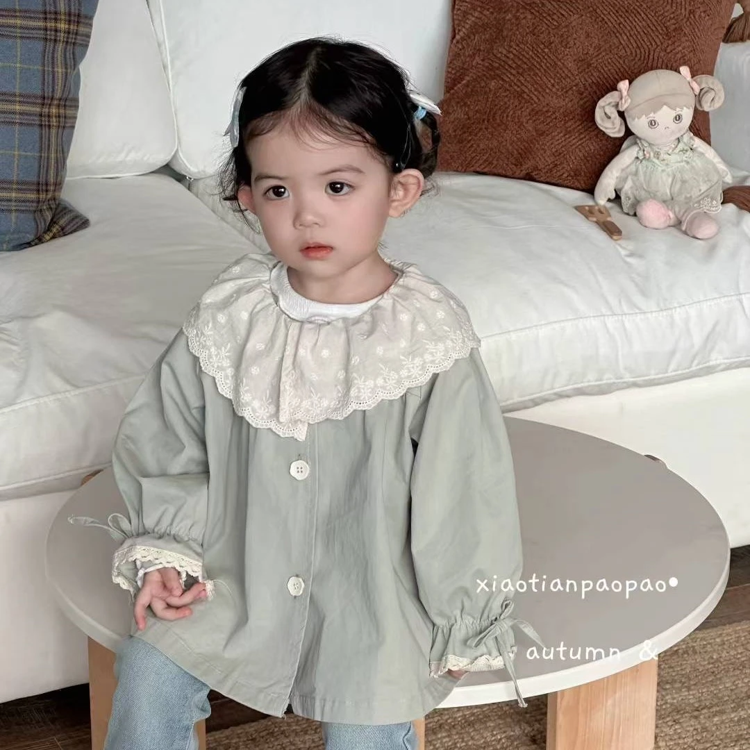 上衣休闲纯色洋气翻领风衣休闲风春款春秋韩版