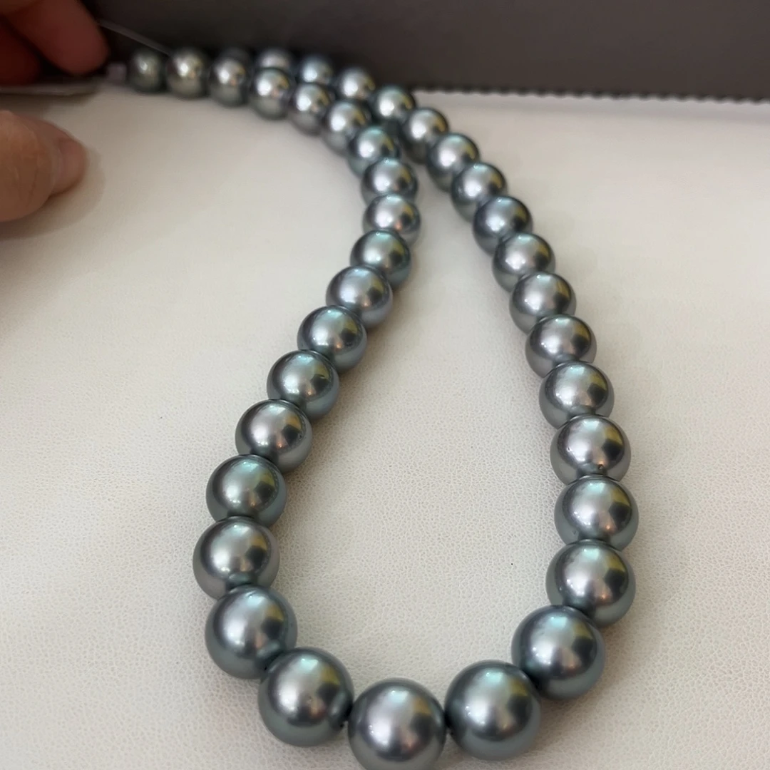 未镶嵌海水珍珠颈饰铂金灰10-12
