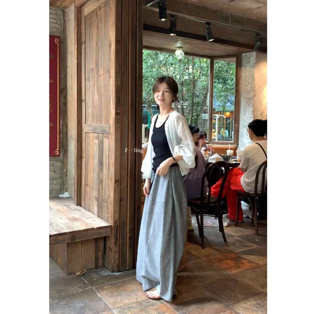 【芳龄F.LING】时髦感 日系休闲阔腿裤百搭时尚FL0695