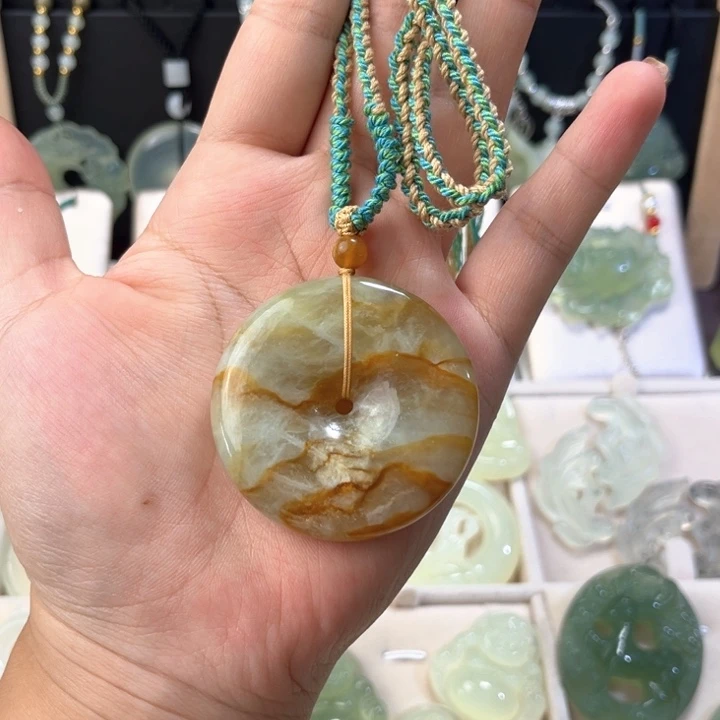 未镶嵌蛇纹石玉吊坠(赠链)花玉平安扣默认天然结构不退不换