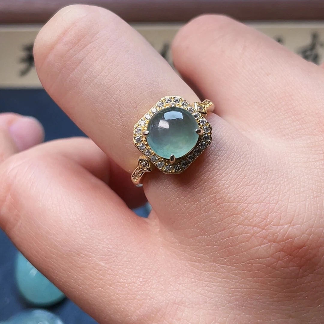 翡翠戒指银S925镶嵌戒指