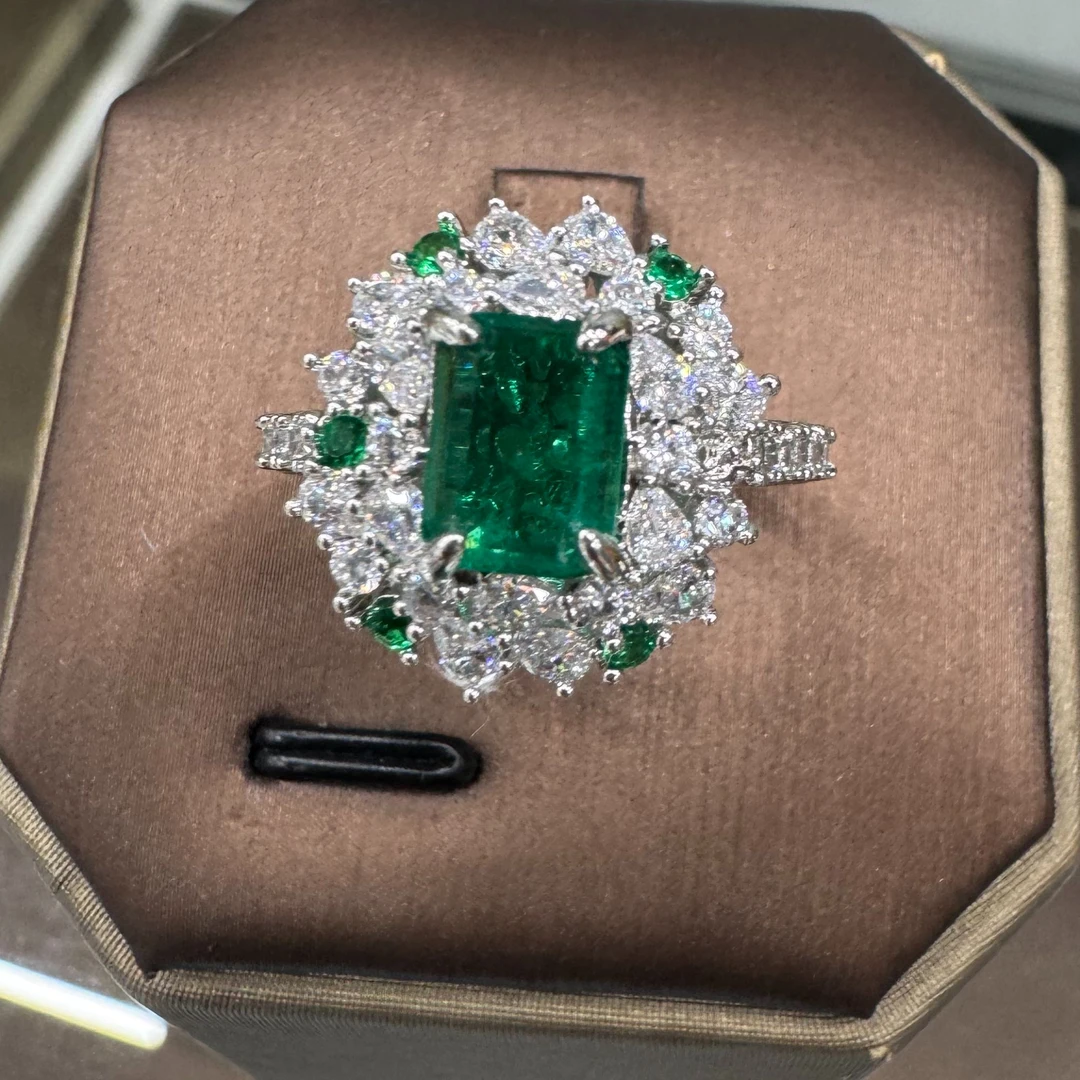 经典复古重工奢华满钻镶木佐色戒指 s020