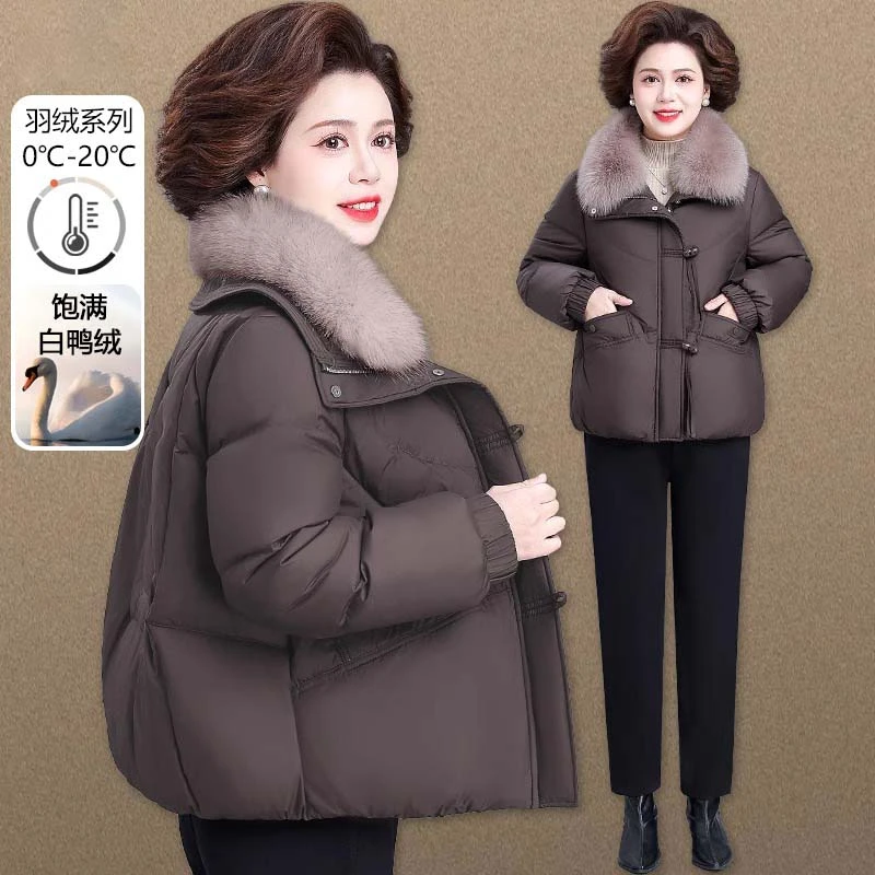 罗蒙品牌中年妈妈羽绒服冬装2025新款中老年女士秋冬新款洋气外套