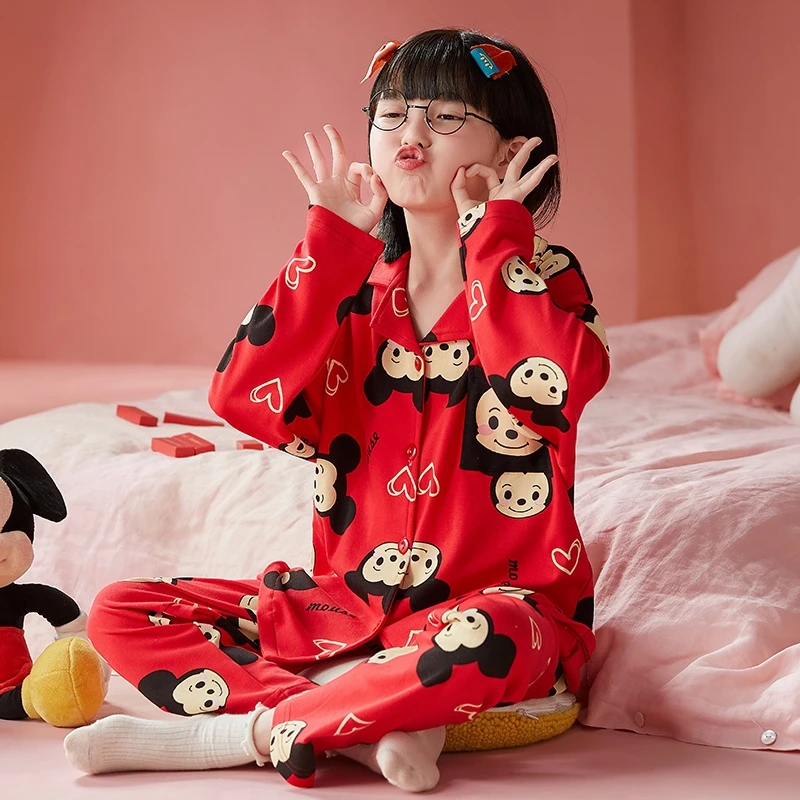 女童睡衣2025新款春秋季长袖纯棉中大童女孩可外穿儿童家居服套装