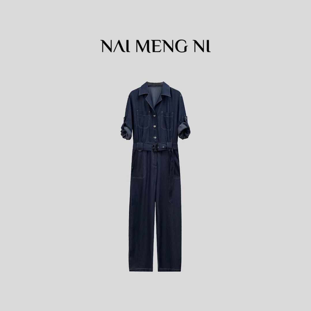 NMN王火火&牛仔新款设计师显瘦遮肉气质连体裤 26N0993