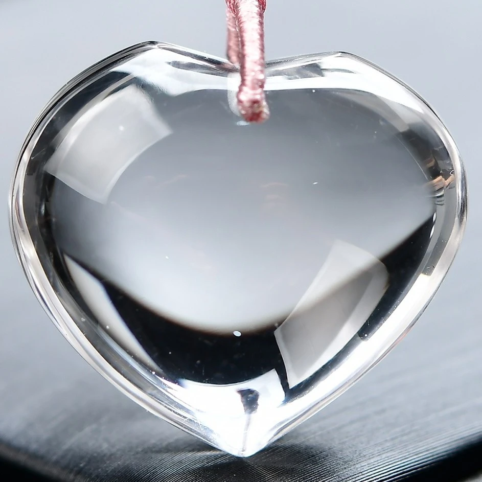 天然白水晶爱心吊坠，晶体通透，微棉，22.6*24.6*13mm，裸石8.2克