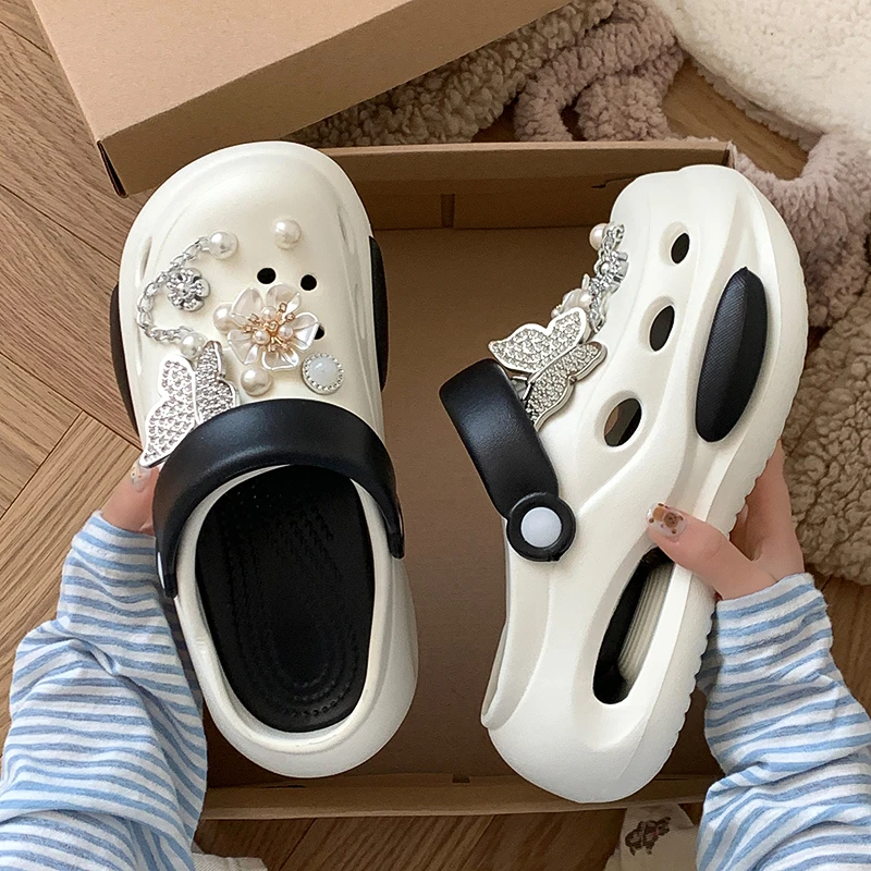 [直播链接]ins闪钻蝴蝶EVA厚底洞洞鞋女夏季外穿防滑夏天女生新款