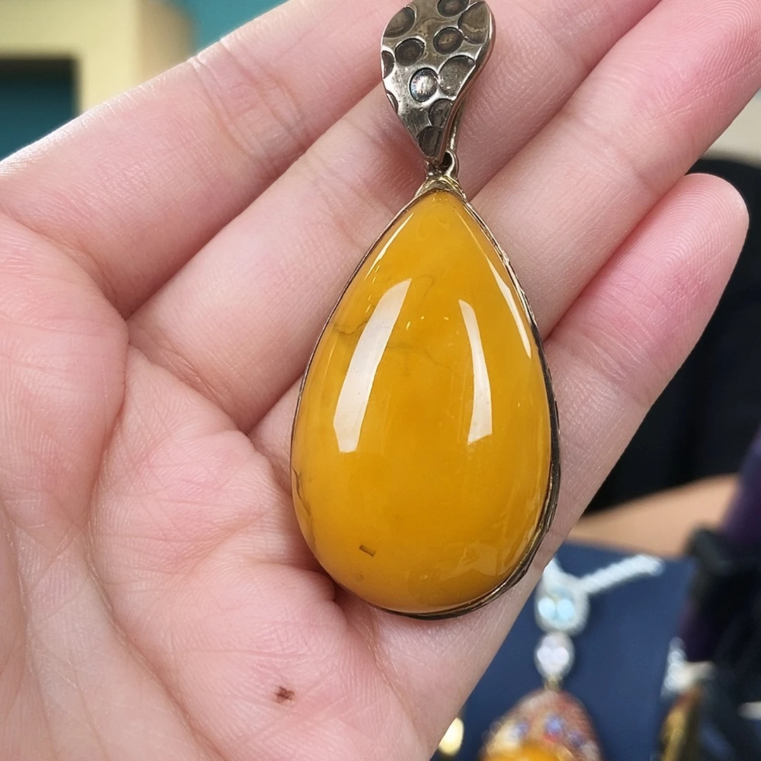 琥珀银S925镶嵌颈饰