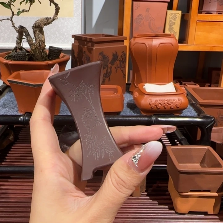 紫砂花盆半手工制作