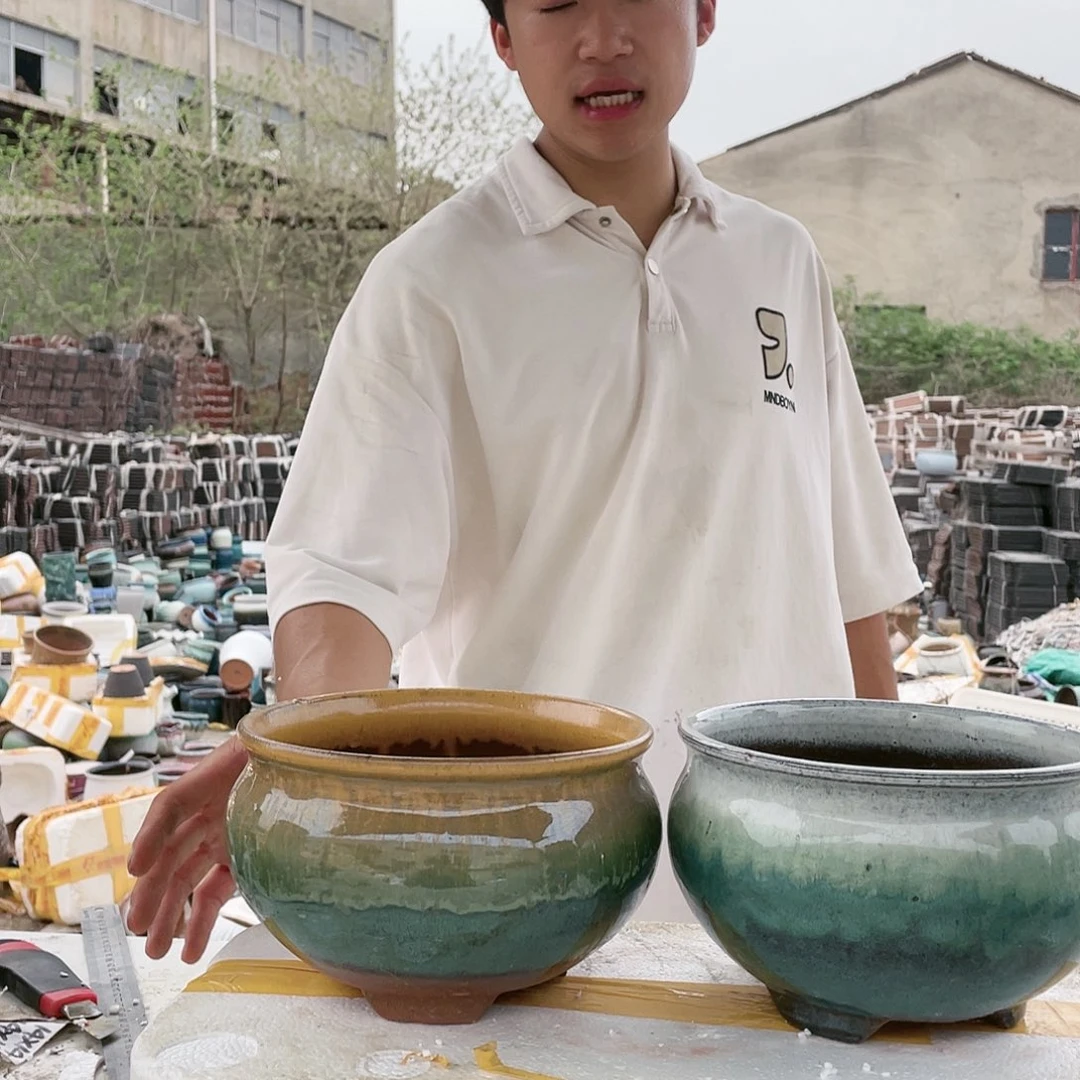 宜兴紫砂粗陶花盆