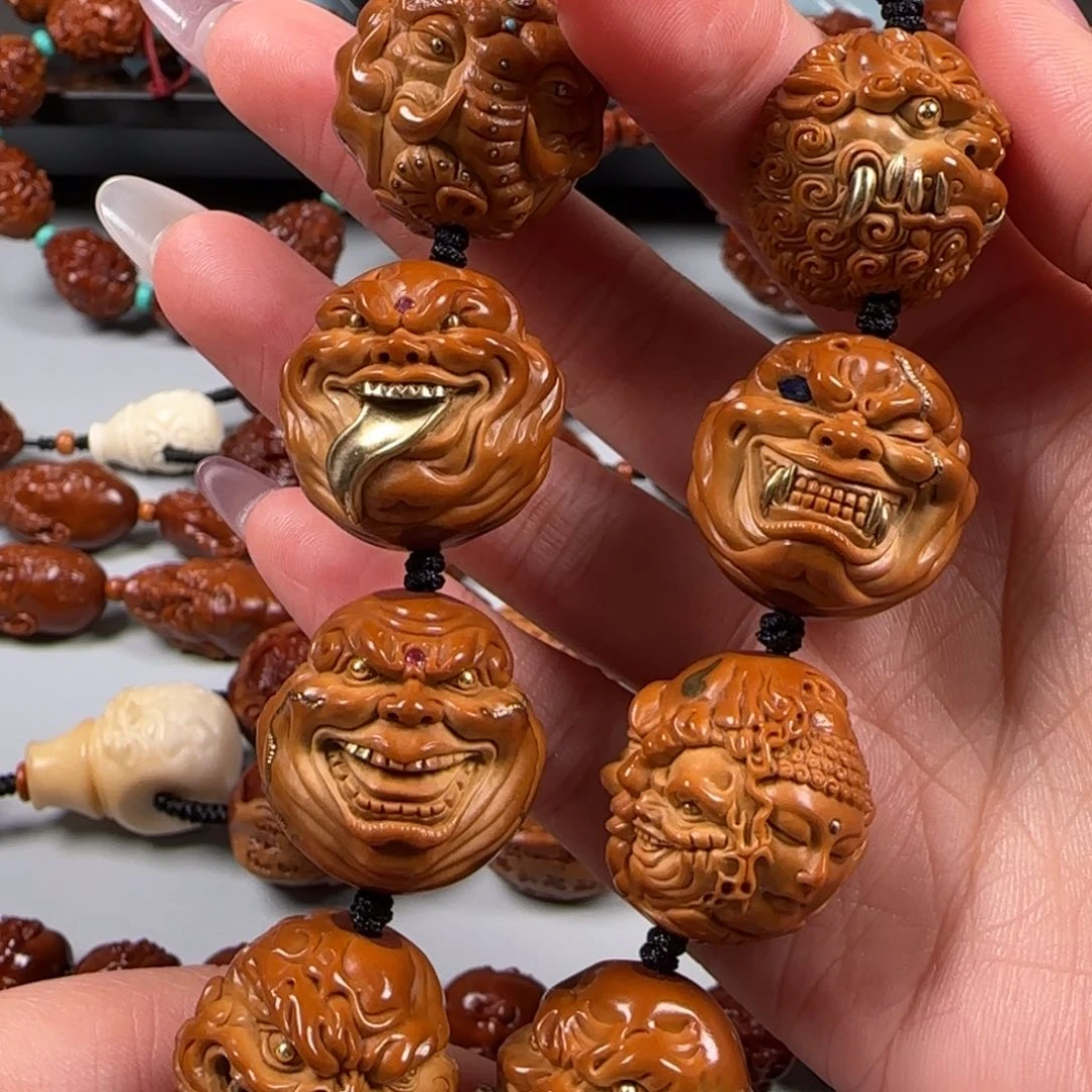 手串橄榄核油核镶嵌恶僧手持