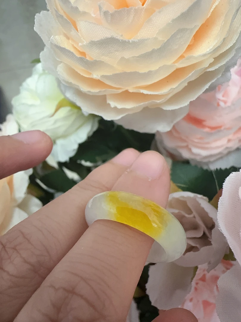 新冰料一口黄，全部飘雪花棉戒圈