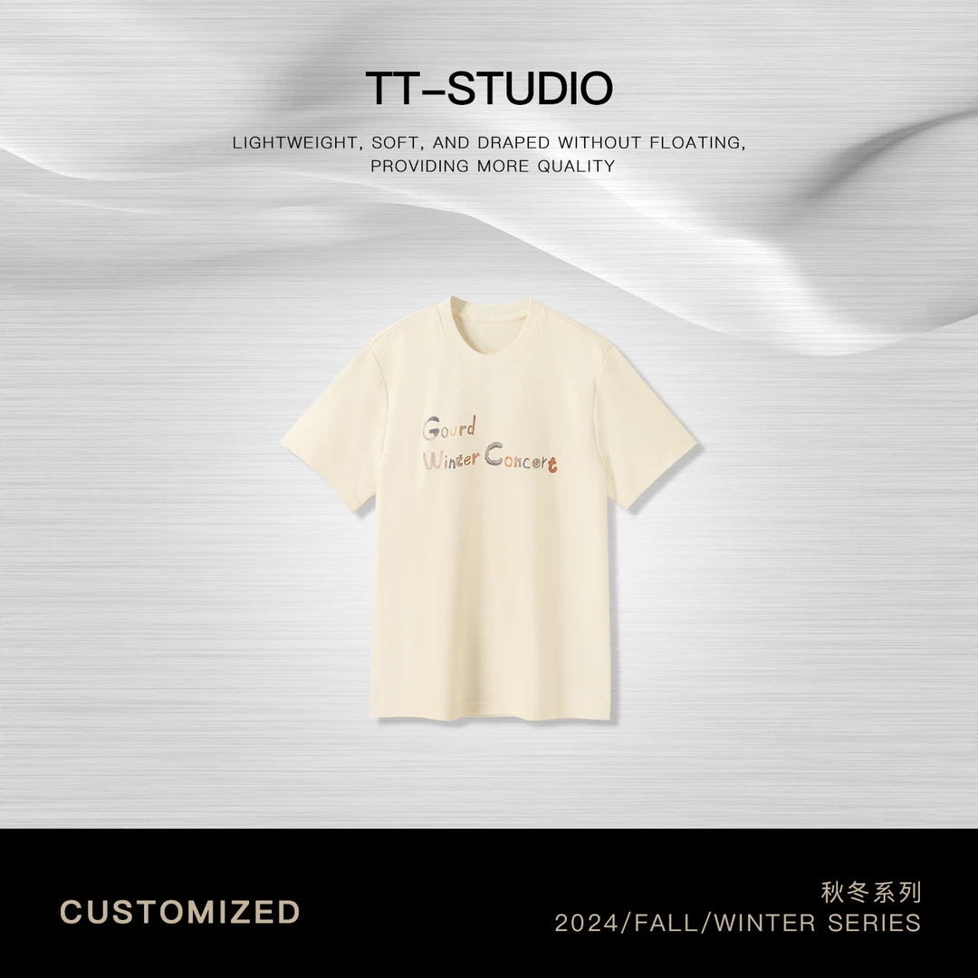 TT【粉笔T】早春新品棉质音乐会米白色印花T恤TT-LC2272