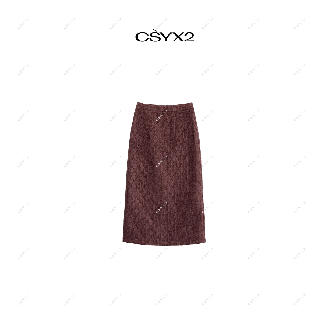 CsyX2-2025A/W （秋冬新品 中长款棱格半身裙CZ4DS030