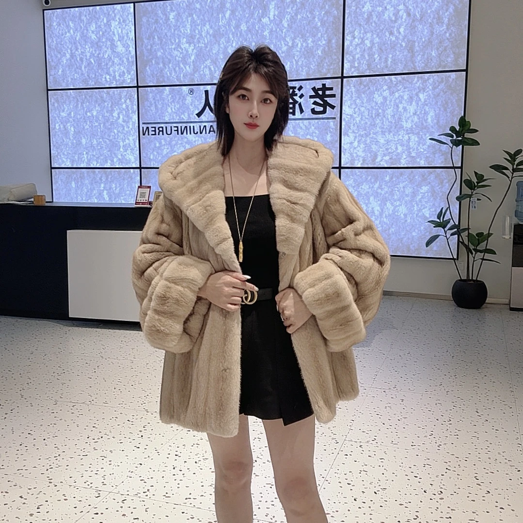 LP010紫金短二机开全抽刀母貂南瓜大挽袖水貂时尚款秋冬轻奢皮草