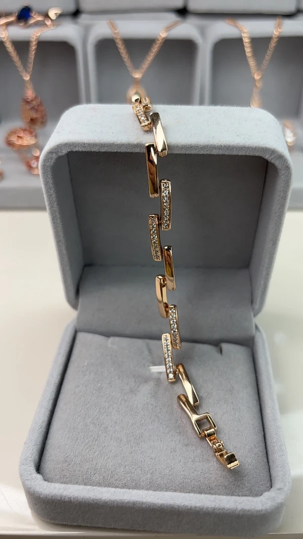 铜合金锆石手链 新款镀585紫金手链