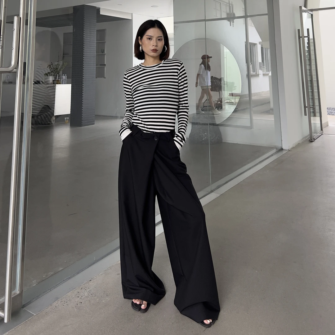 3种穿法！小众设计西裤女宽松夏季直筒休闲裤G8373#