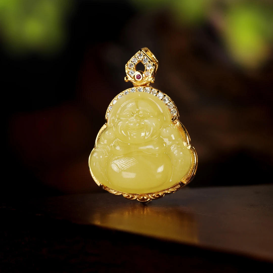 S925银镶蜜蜡吊坠