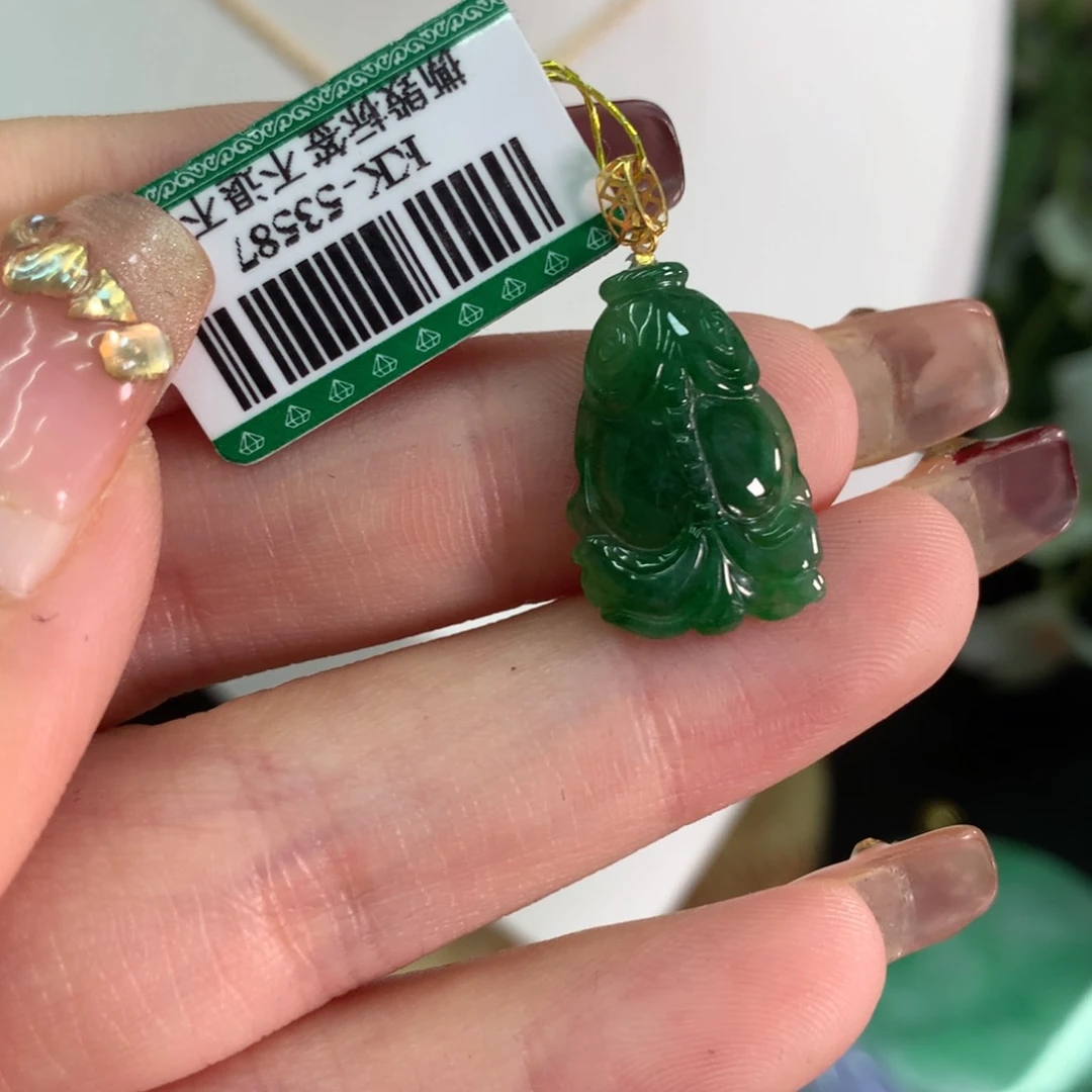 翡翠吊坠(不含链)18K金镶嵌