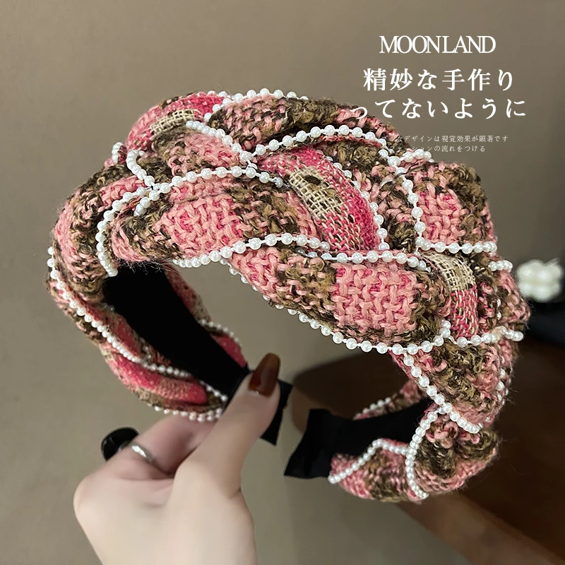 秋冬复古编织发箍高级感珍珠麻花发卡宽边显脸小压发头箍发捆头饰