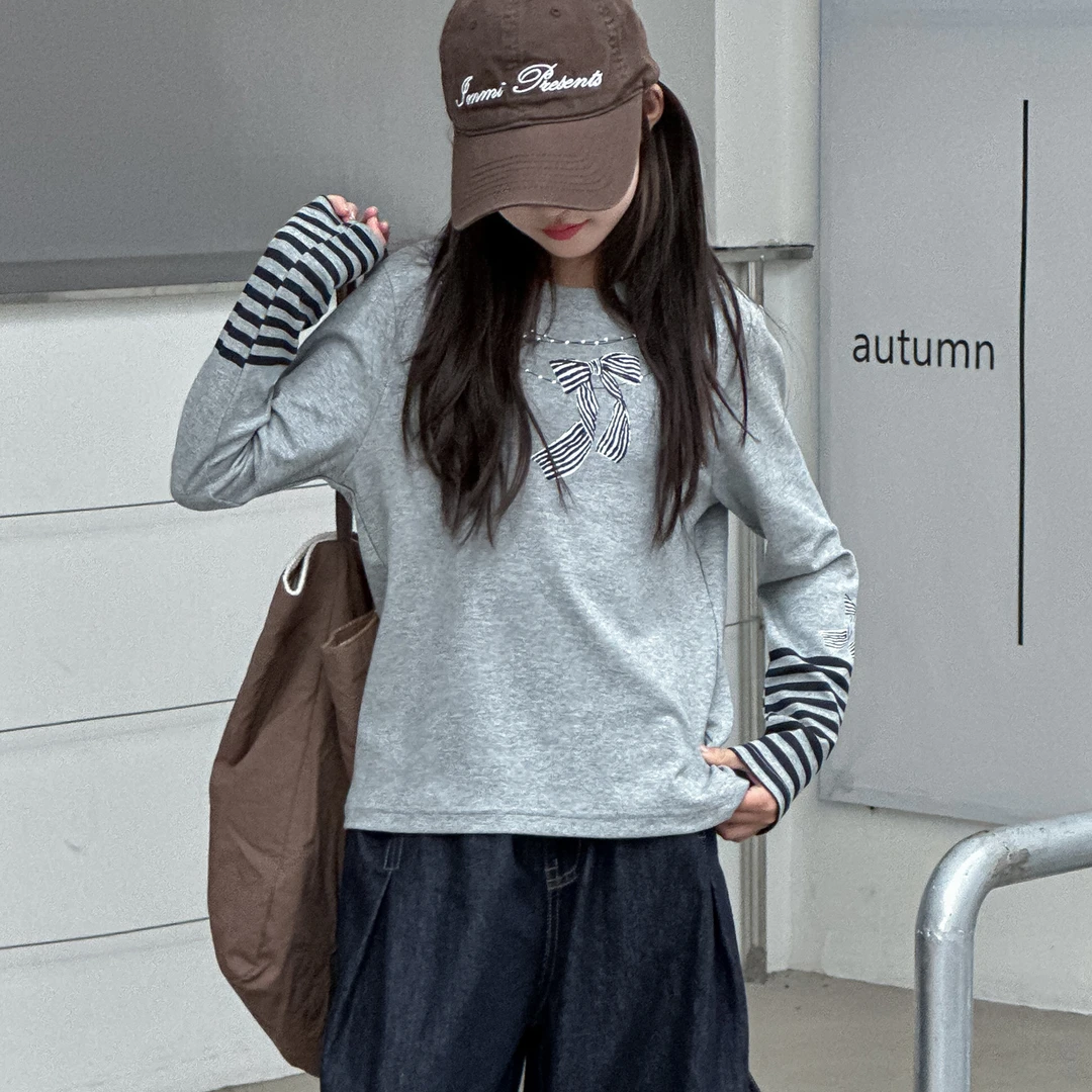 女童秋装长袖T恤2025新款童装中大童春秋时髦打底衫韩版儿童衣服